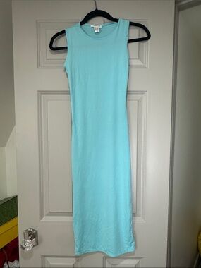 Sleeveless Aqua Bodycon Midi Dress